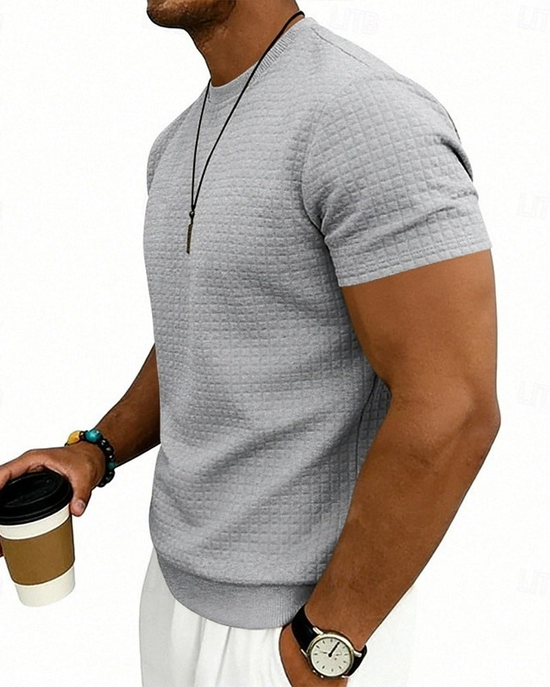T-Shirt Gerippt Rundhals Kurzarm