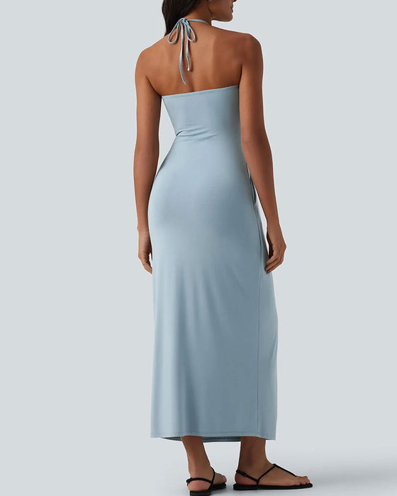 Kleider Halter Drapiert Lang