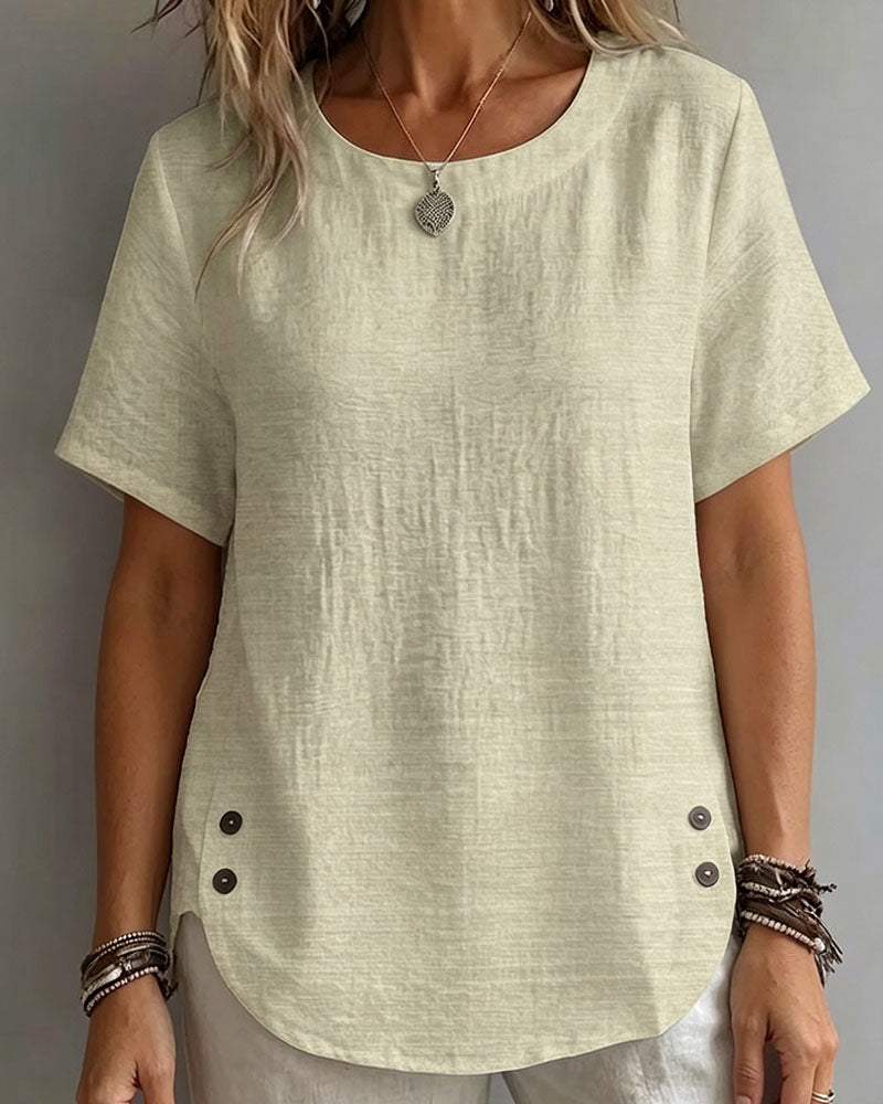 T-Shirt Rundhalsausschnitt Einfarbig Einfach 100% Baumwolle