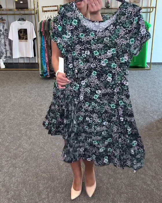 Kleid Stilvoll Schmale Taille Bedruckt