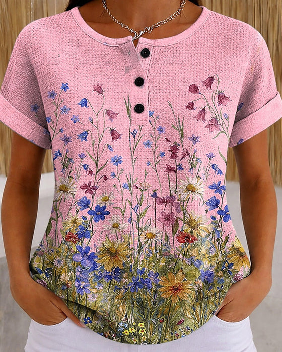 Oberteil Henley Wildblume Daisy Waffel