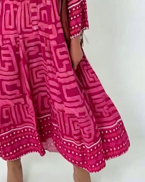 Kleid Etnisch Geometrischer Druck
