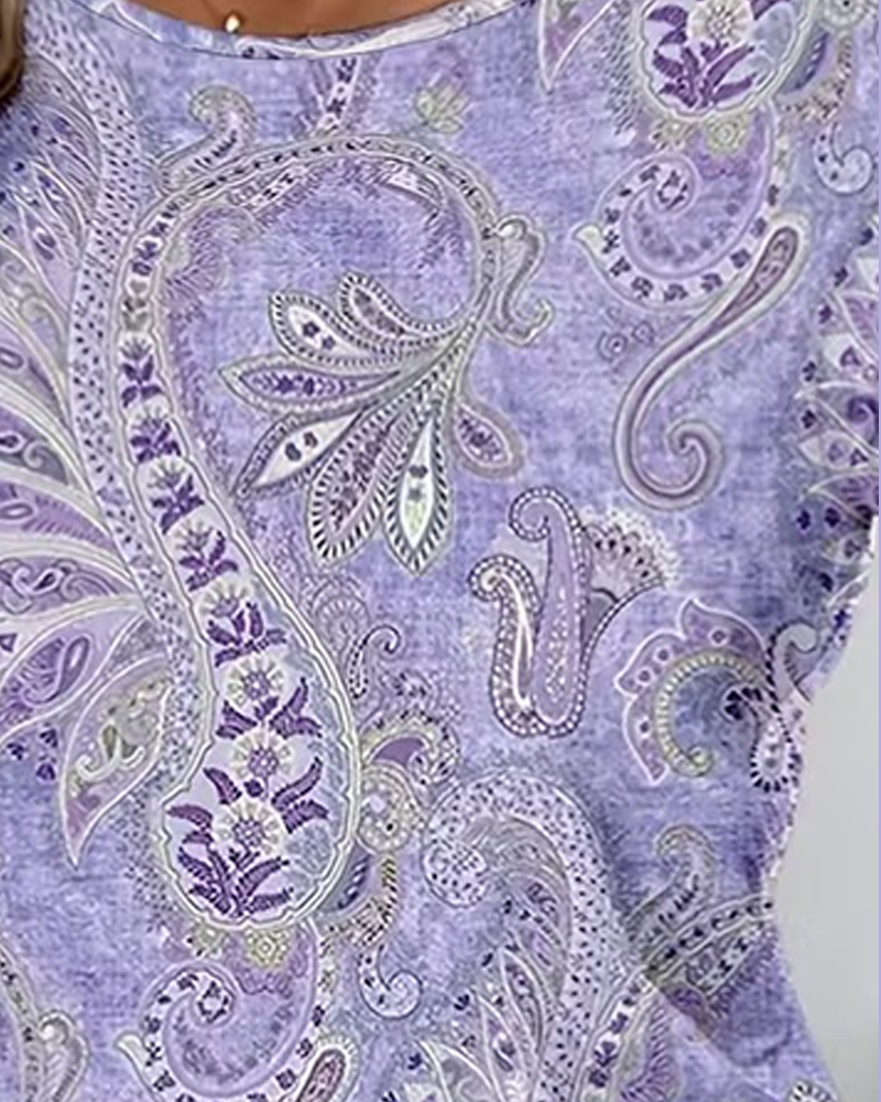 Top Cashew-Print Rundhalsausschnitt