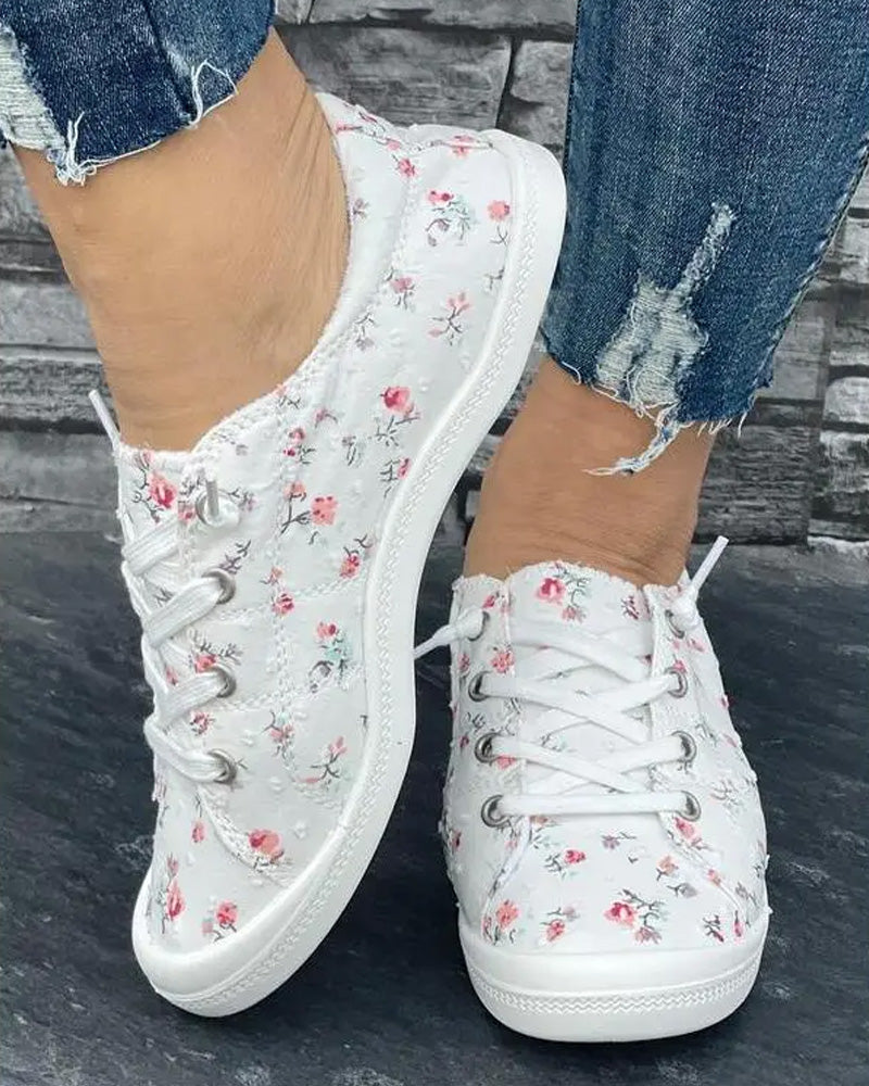 Schuhe Blumenprint Mode Lässig Stoff