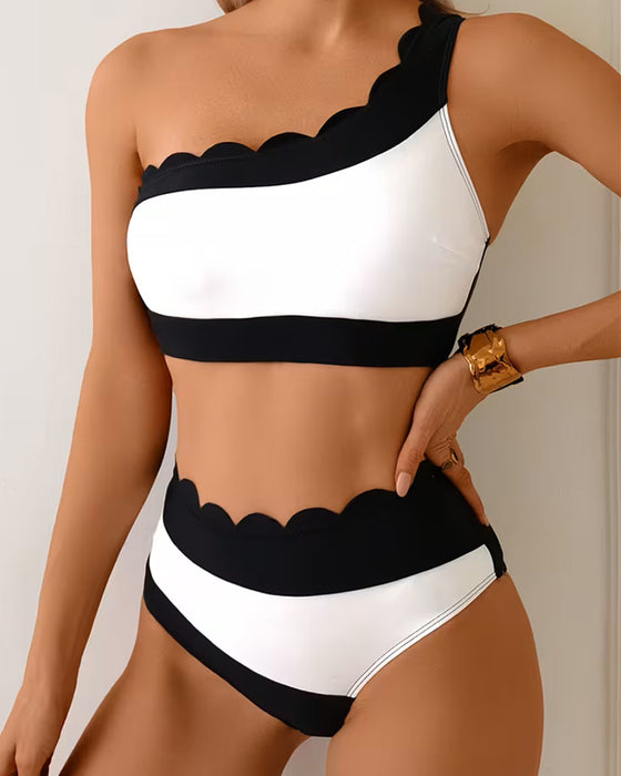 Zweiteiliger Badeanzug im Bikini-Stil mit Colorblocking