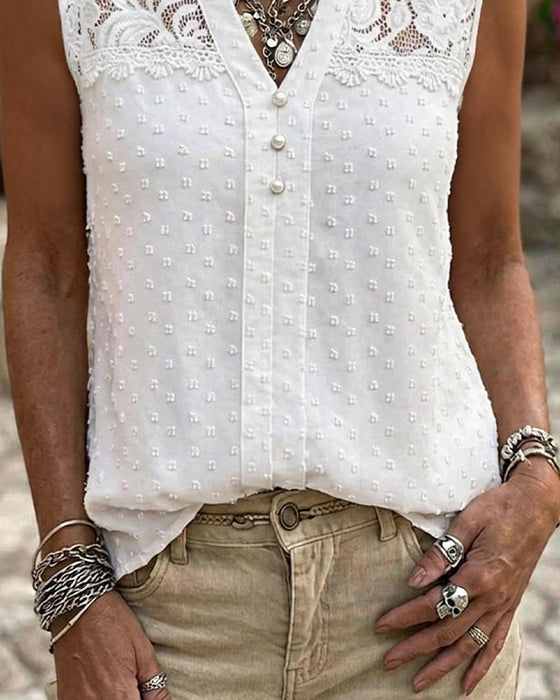 Tank Top Spitze Jacquard Ärmellos