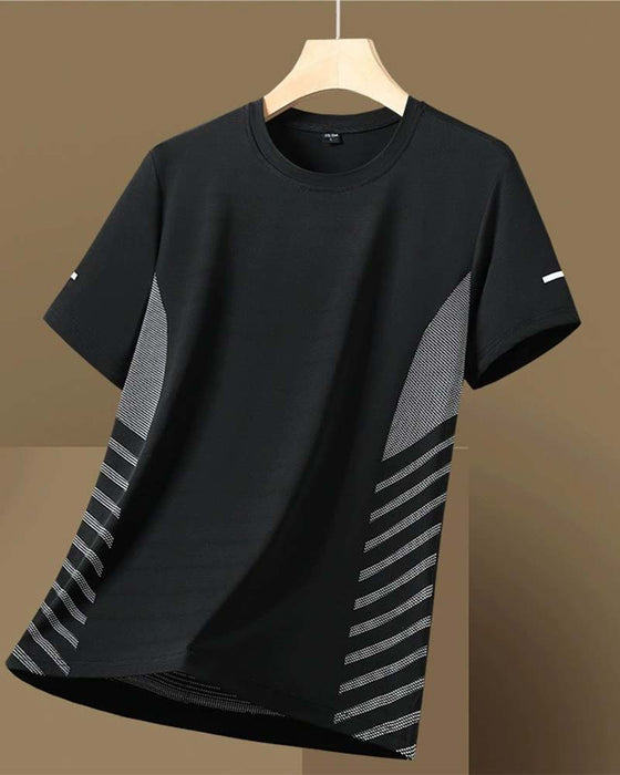 T-Shirt Seitenstreifen Herren Eis Seide