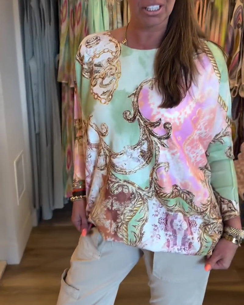 Top Druck Locker Drop Schulter Langarm