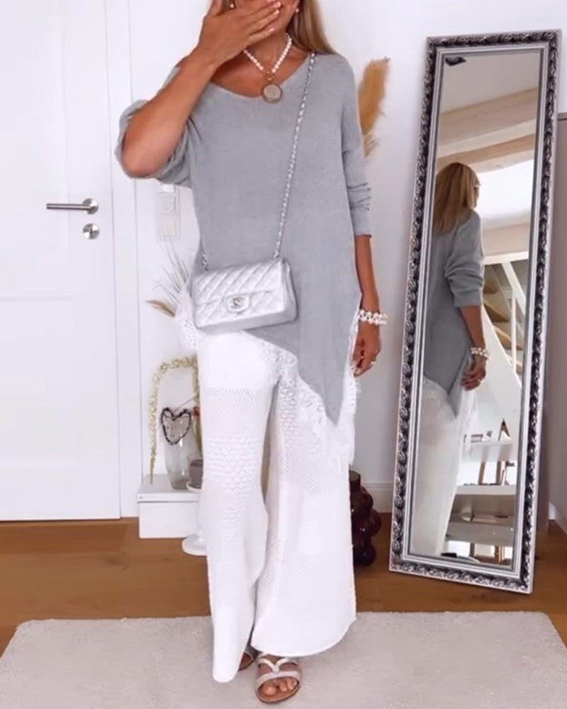 Pullover Off-Shoulder Saum Unregelmäßig