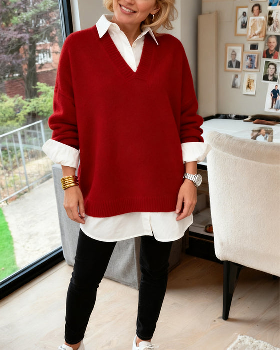 Modischer Lockerer Pullover Mit Langen Ärmeln