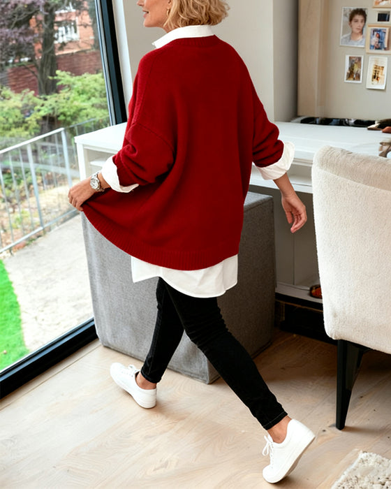 Modischer Lockerer Pullover Mit Langen Ärmeln