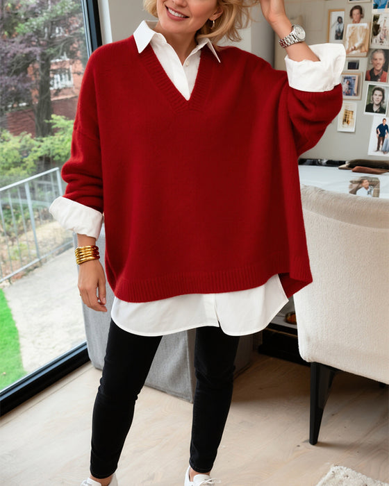 Modischer Lockerer Pullover Mit Langen Ärmeln