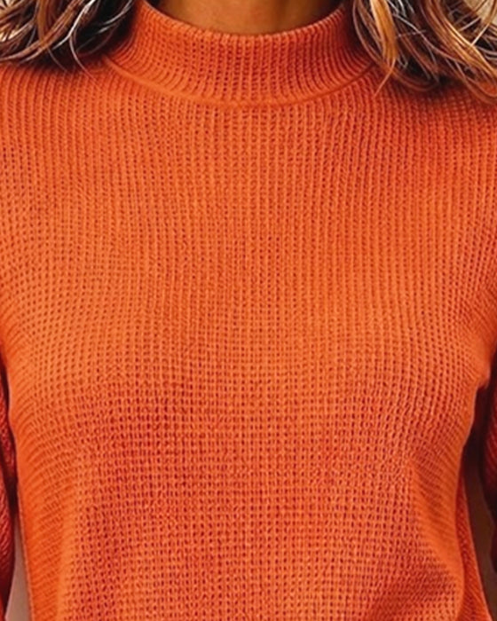 Bluse Lässig Mock Neck Langarm