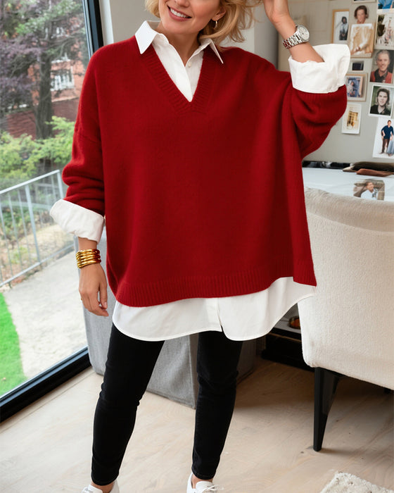 Modischer Lockerer Pullover Mit Langen Ärmeln