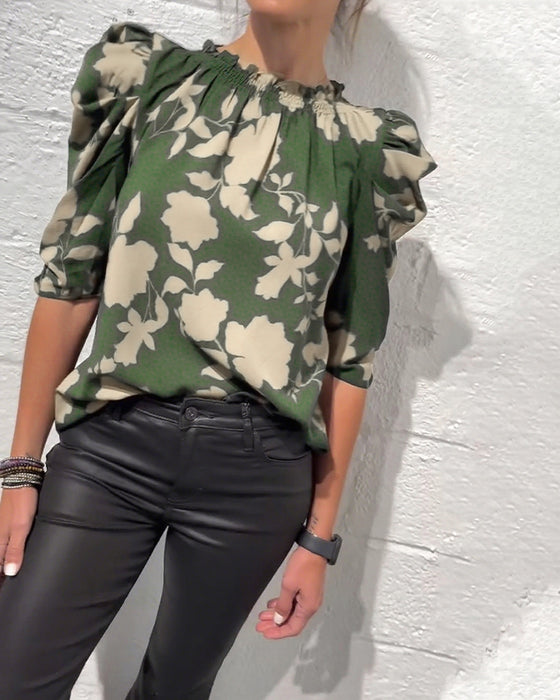 Bluse Puffärmel Rüsche