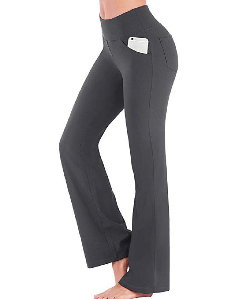 Hose Damen Hohe Taille Ausgestelltes Bein Yoga
