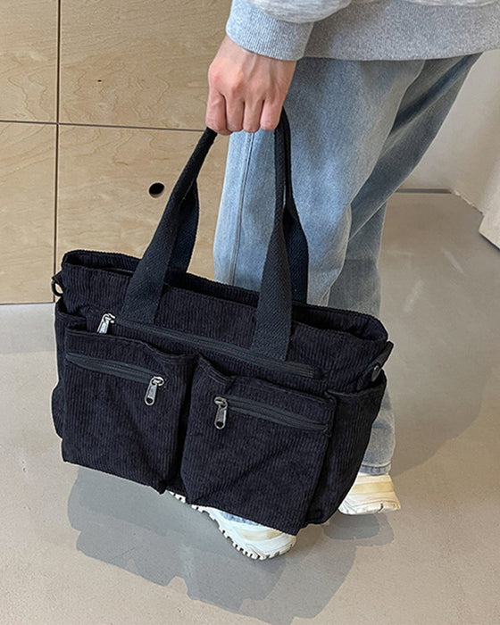 Einfarbige Cordtasche