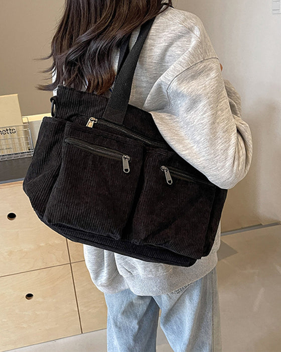 Einfarbige Cordtasche