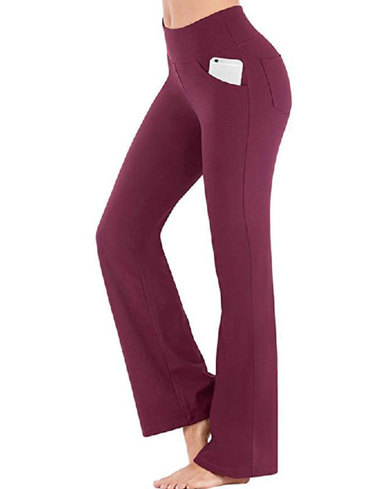 Hose Damen Hohe Taille Ausgestelltes Bein Yoga