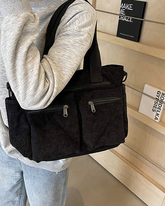 Einfarbige Cordtasche