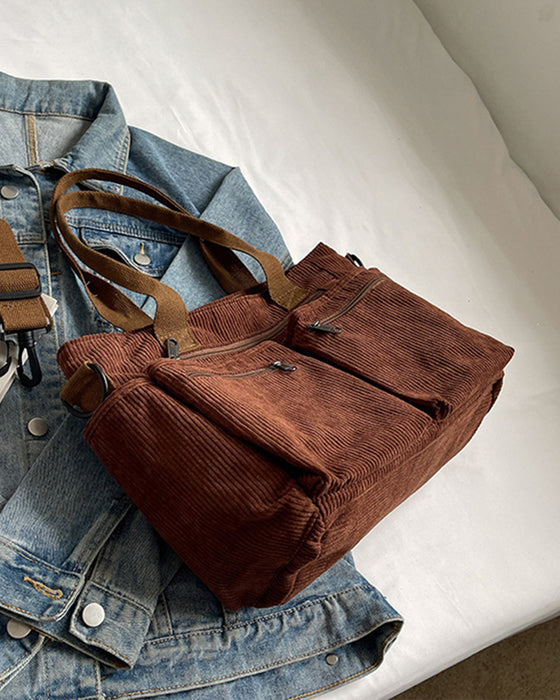 Einfarbige Cordtasche