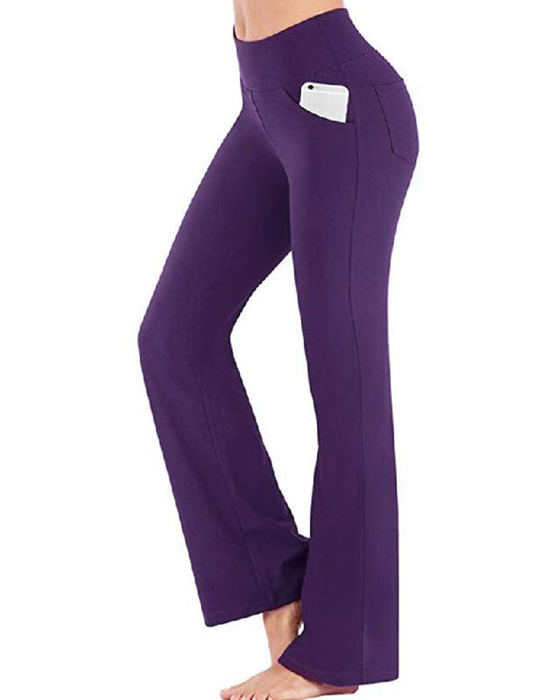 Hose Damen Hohe Taille Ausgestelltes Bein Yoga