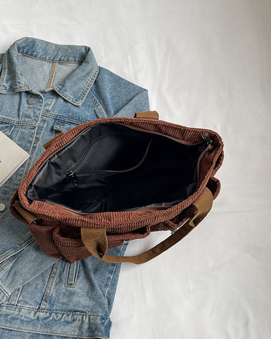 Einfarbige Cordtasche