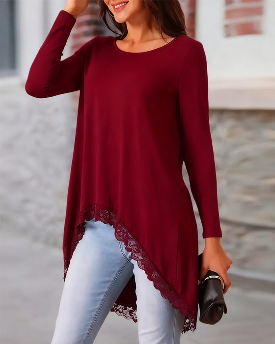 Unregelmäßiges Langärmliges Oberteil Mit Mesh-Patchwork