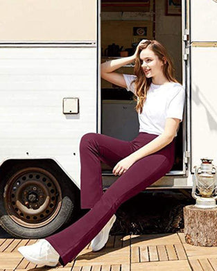 Hose Damen Hohe Taille Ausgestelltes Bein Yoga