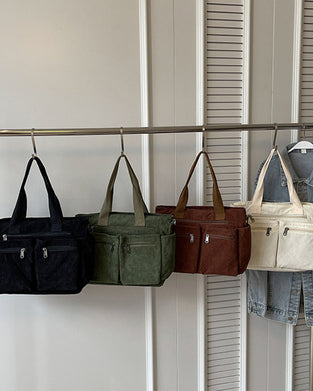 Einfarbige Cordtasche