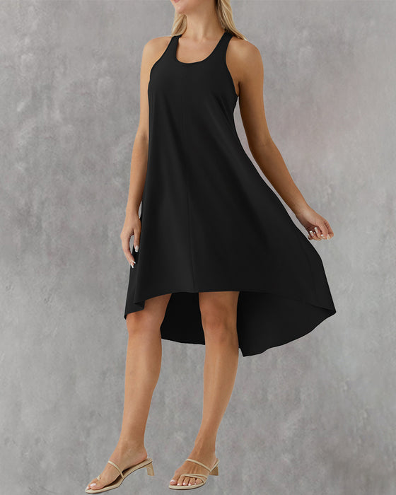 Kleid Eingebauter Bh Unregelmäßig Ärmellose Weste
