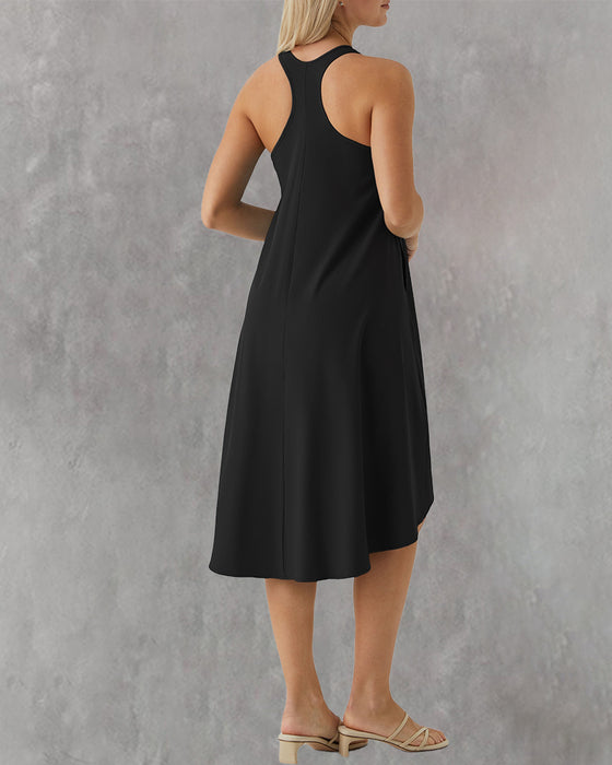 Kleid Eingebauter Bh Unregelmäßig Ärmellose Weste