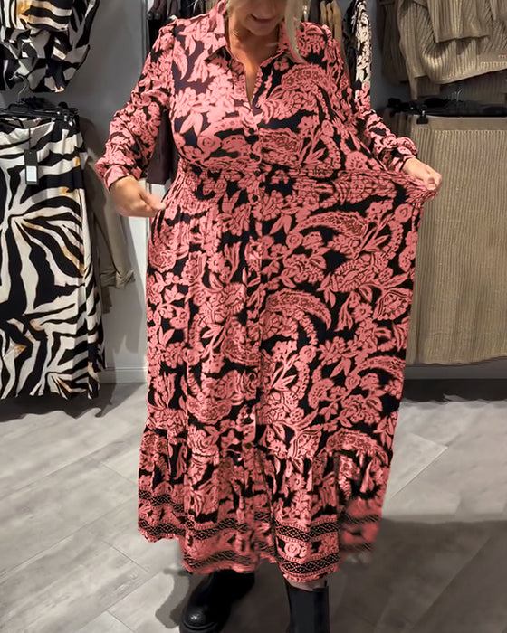 Modisches Kleid Mit Kragen Und Print