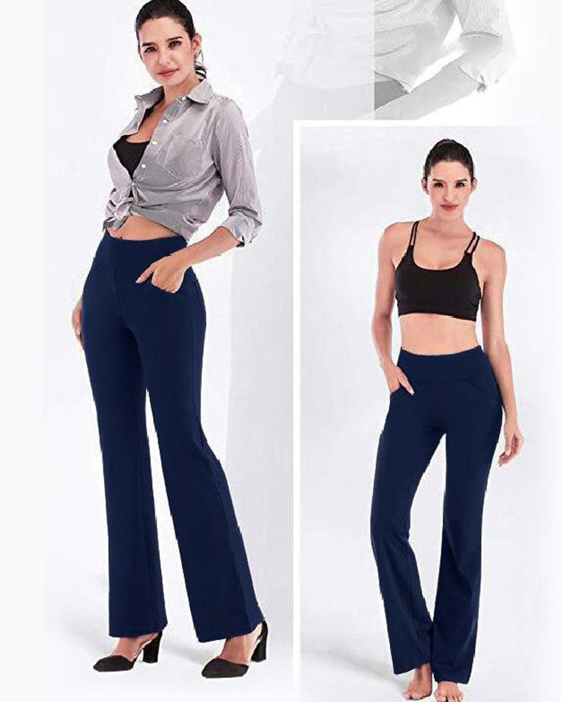 Hose Damen Hohe Taille Ausgestelltes Bein Yoga