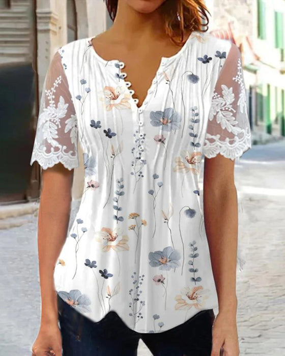 Kurzarm-T-Shirt mit Blumendruck