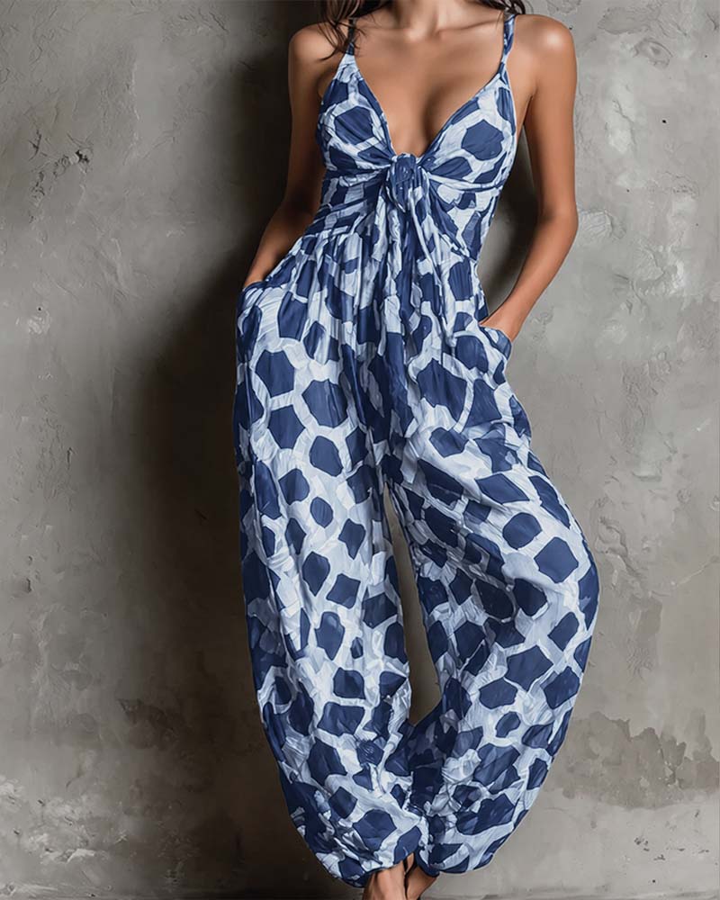 Jumpsuit Leopardenmuster Träger Weites Bein