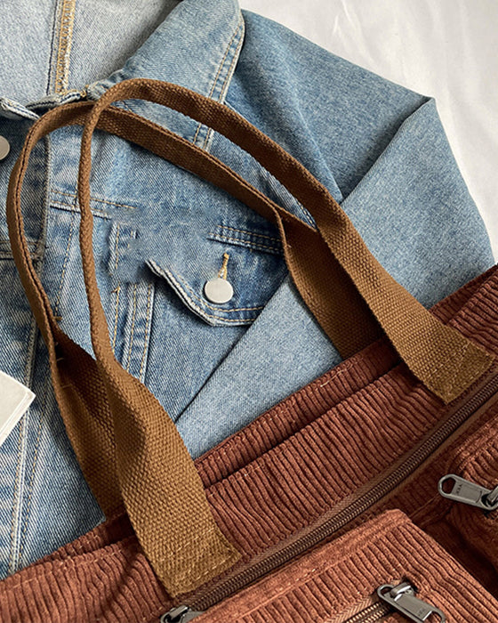 Einfarbige Cordtasche