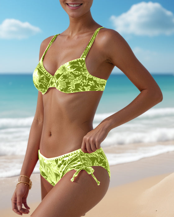 Zweiteiliger Triangel-Bikini mit Schnürung und Druck