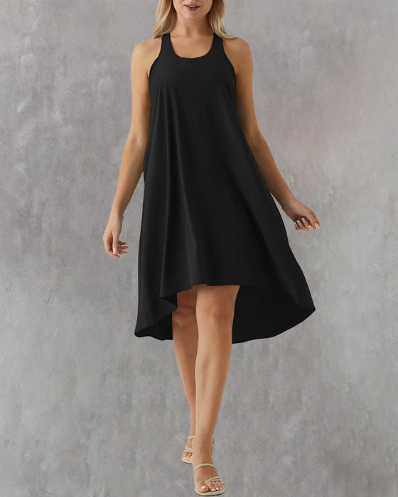 Kleid Eingebauter Bh Unregelmäßig Ärmellose Weste