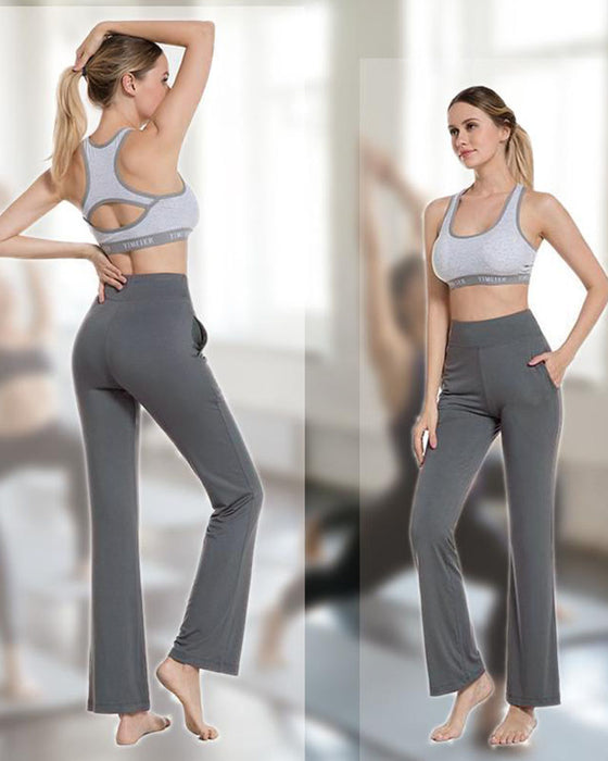 Hose Damen Hohe Taille Ausgestelltes Bein Yoga