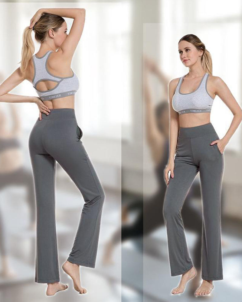 Hose Damen Hohe Taille Ausgestelltes Bein Yoga