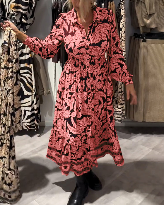 Modisches Kleid Mit Kragen Und Print