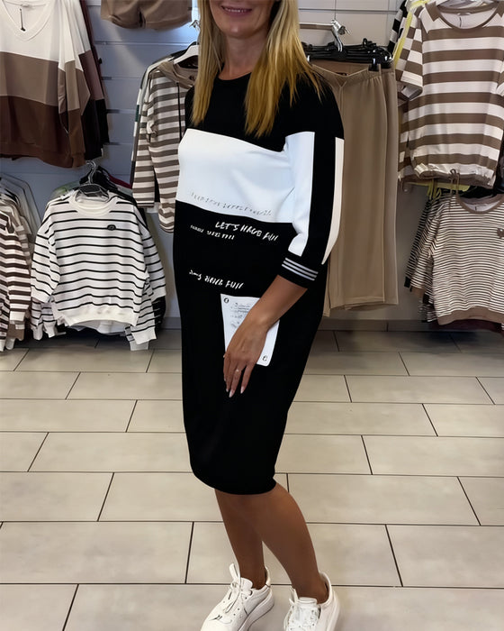 Kleid Mit Kontrastfarbigen Paneelen