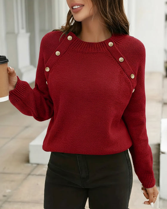 Pullover mit Knöpfen und Rundhalsausschnitt
