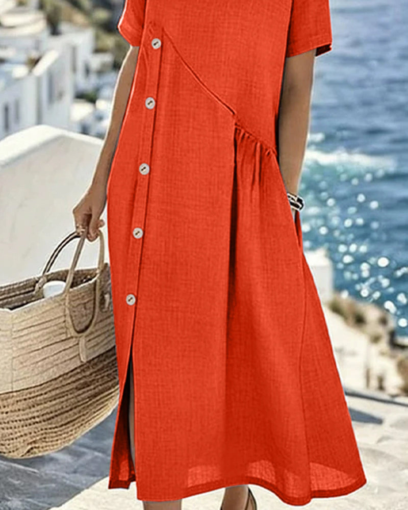 Kleid Knopf Dekor Lässig