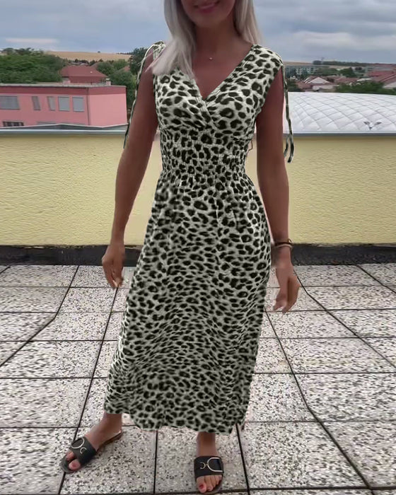 Ärmelloses Leopardenmuster-Kleid