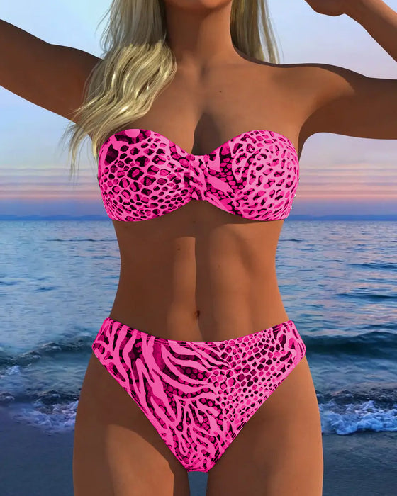 Badeanzug Sexy Leopardenmuster Zweiteilig