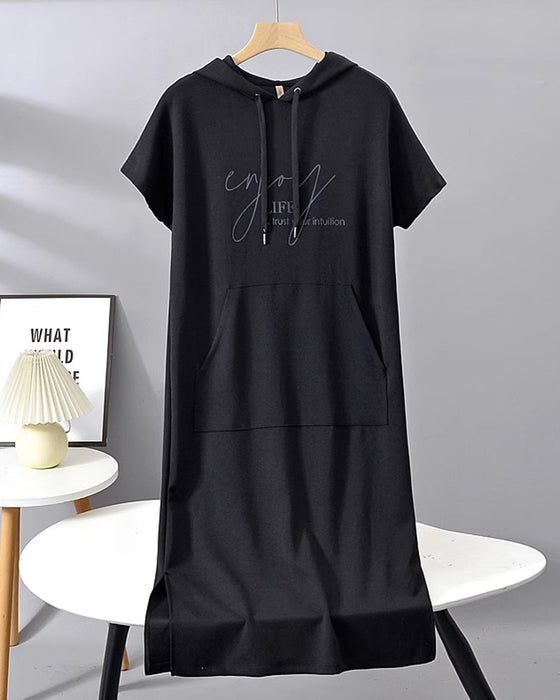 Kleid Mit Kapuze Casual Kordelzug