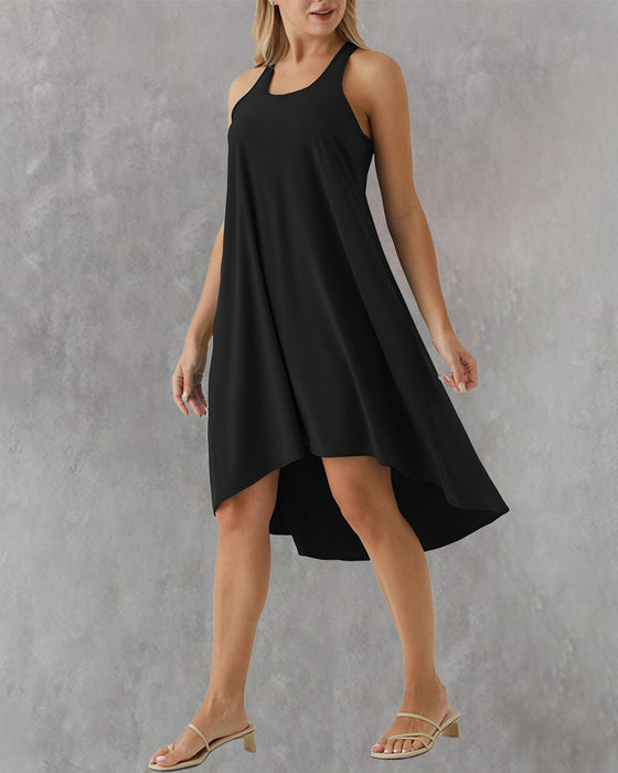 Kleid Eingebauter Bh Unregelmäßig Ärmellose Weste
