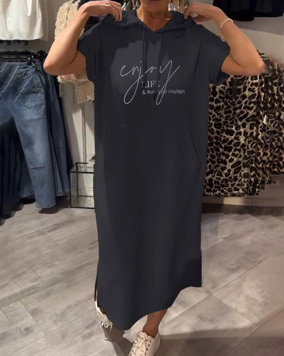 Kleid Mit Kapuze Casual Kordelzug